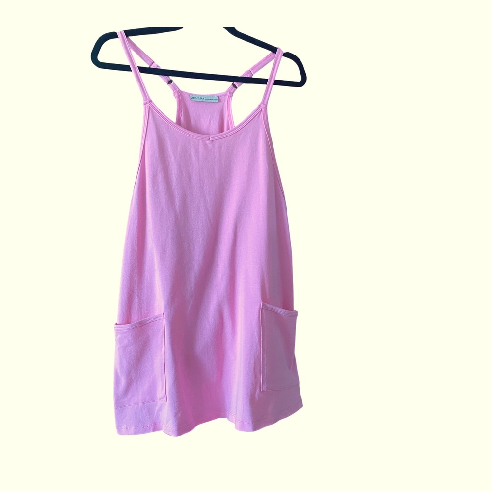 Zenana Tank Dress- Attached Shorts,‎ 
 Pockets, Adj Straps Pink Size S